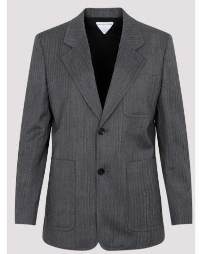 Bottega Veneta Gray Wool Chevron Jacket