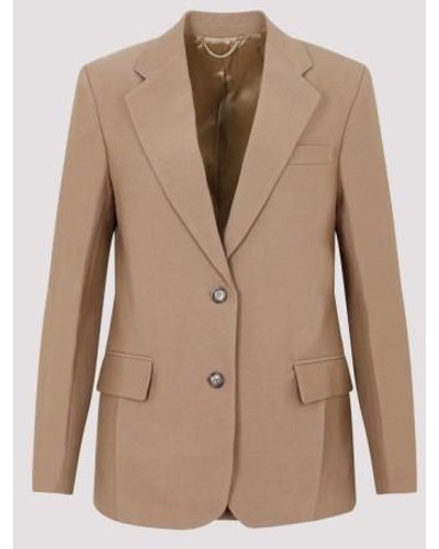Victoria Beckham Asymetric Double Layer Jacket - Natural