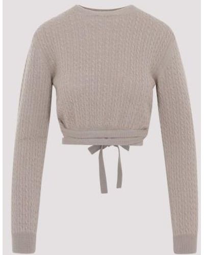 Patou Taupe Curve Link Cropped Sweater - White