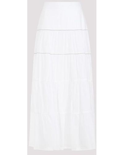 Peserico Monile Voile Cotton Skirt - White