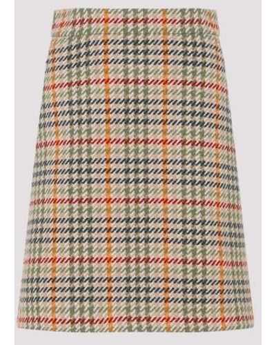 Akris Multicolor Wool Check Mini Skirt - Natural