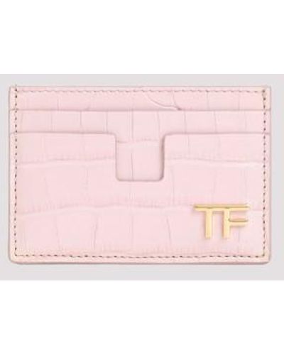 Tom Ford Calf Leather Credit Card Case - Pink