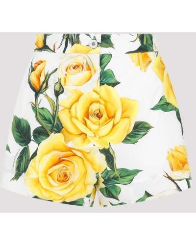 Dolce & Gabbana Rose Print Shorts - Metallic