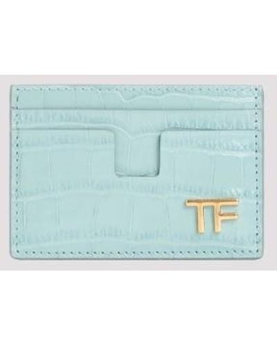 Tom Ford Calf Leather Credit Card Case - Blue