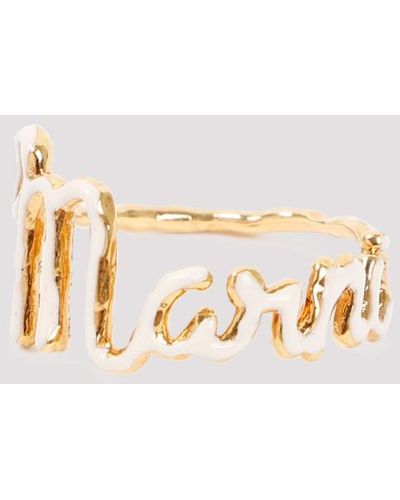Marni Golden Logo Ring - Metallic