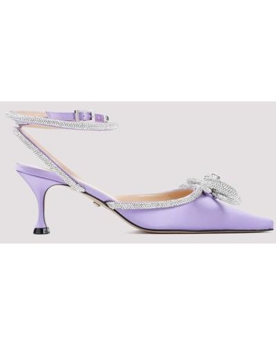 Mach & Mach Double Bow Lavender Satin Kitten Heels Pumps - Pink