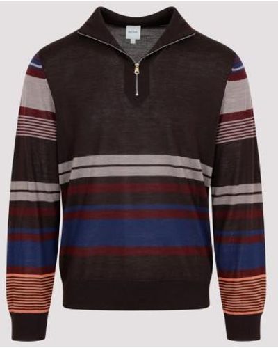 Paul Smith Paul Sith Zip Neck Pullover - Brown