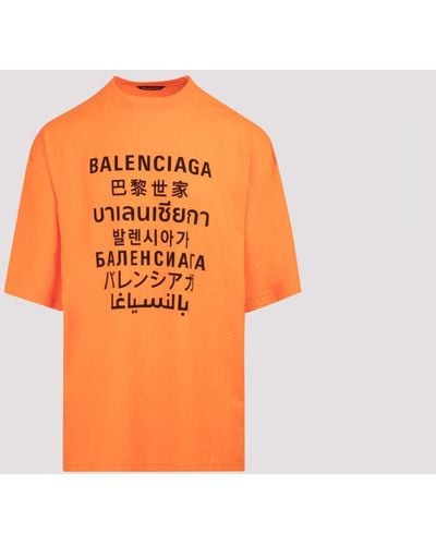 Balenciaga Multi Language Logo Oversized T-shirt M - Orange