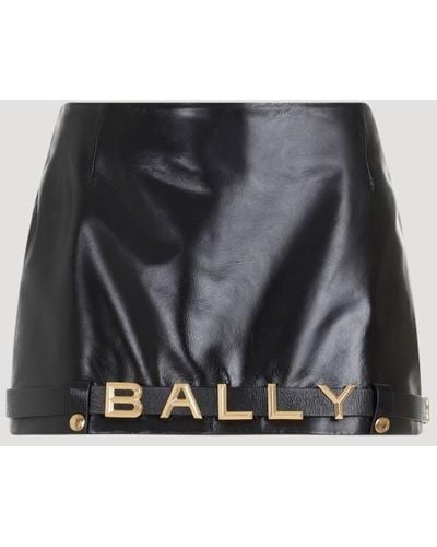 Bally Logo Leather Skirt - Black