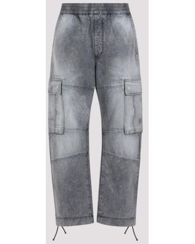 Givenchy Elasticated Arched Cargo Denim Pants - Gray