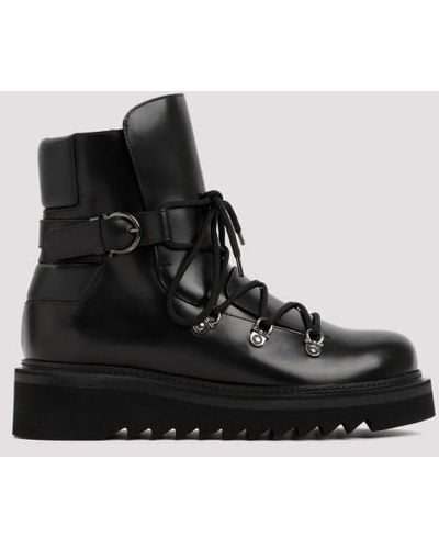 Ferragamo Black Leather Elimo Boots