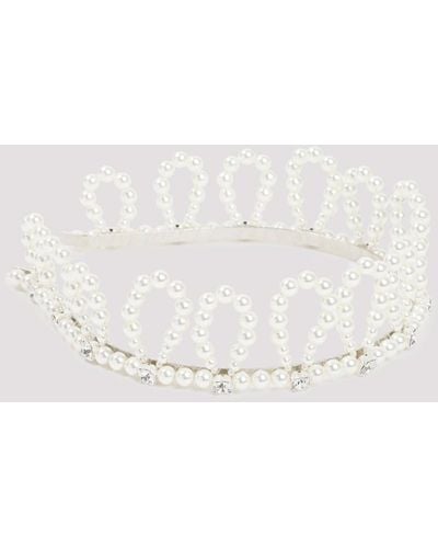Simone Rocha Pearl And Crystal Beaded Crown - White