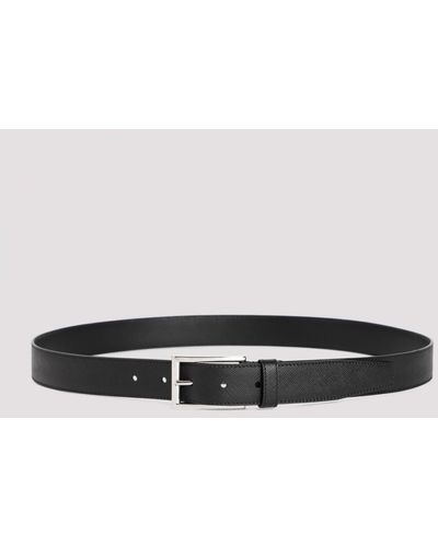 Prada Saffiano Calf Leather Belt - Black