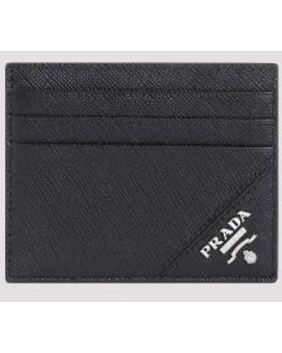 Prada Calf Leather Credit Card Case - Gray
