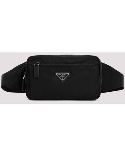 Prada Re-nylon And Saffiano Belt Bag Unica - Black