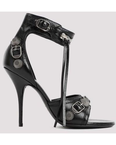 Balenciaga Cagole Leather Sandals - Black