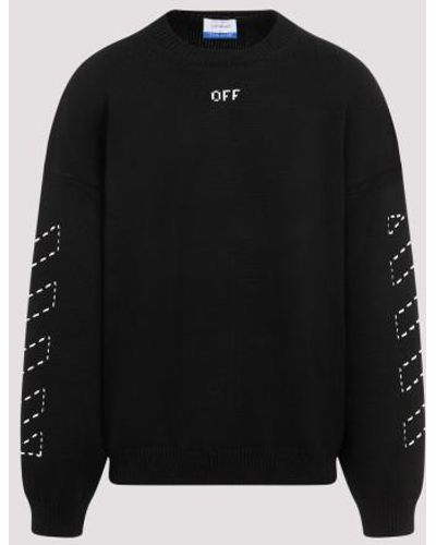 Off-White c/o Virgil Abloh Off- Diag-Stripe Embroidered Sweater - Black