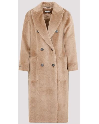Peserico Double Breasted Coat - Natural