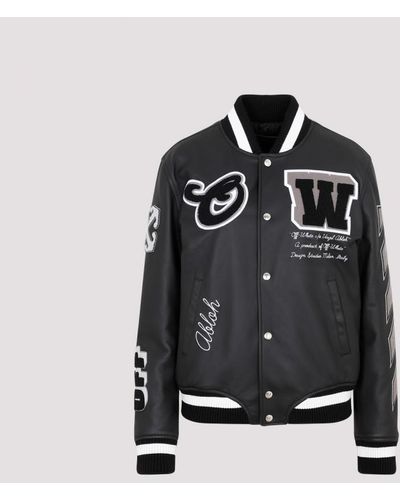 Off-White c/o Virgil Abloh Patchwork Varsity Leather Jacket w/ Tags M