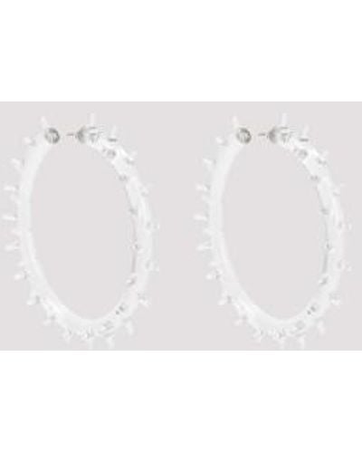 Hugo Kreit Spiky Hoops Earrings - White
