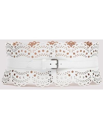 Alaïa White Openwork Leather Corset Belt - Metallic