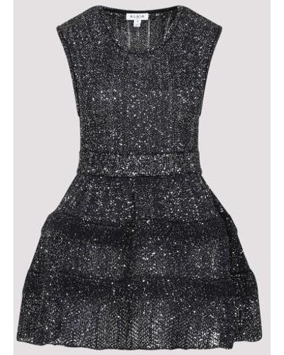 Alaïa Sequined Crino Mini Dress - Black