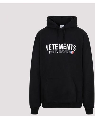 Vetements Flag Logo Hoodie Sweatshirt - Black