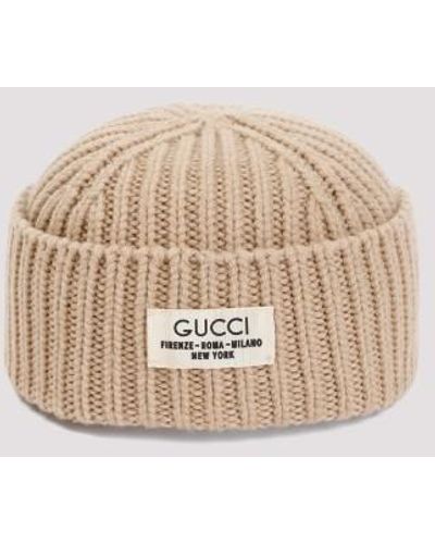 Gucci Rib Knit Wool Hat - Natural