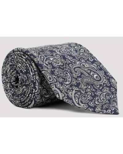 Dunhill Silk Paisley Printed Tie 8cm - Gray