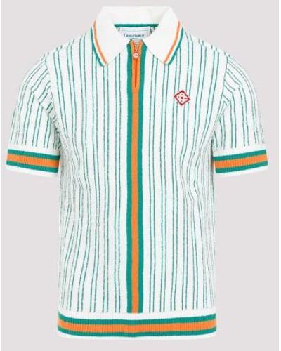 Casablancabrand Striped Boucle Polo - Green