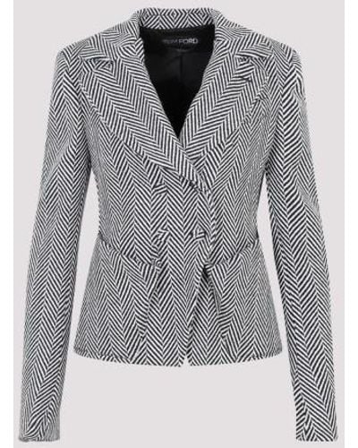Tom Ford Chevron Fitted Jacket - Gray