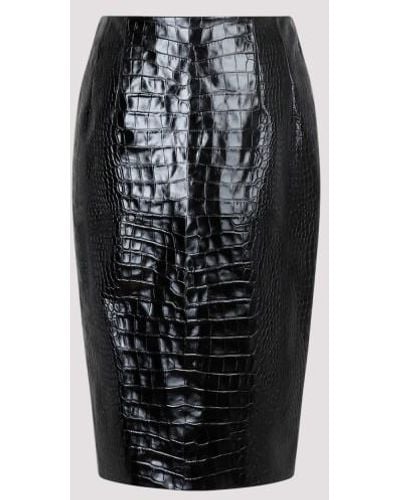 Versace Denim&leather Skirt - Black