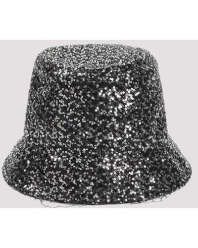 Maison Michel Silver Black Souna Veil Sequins Hat