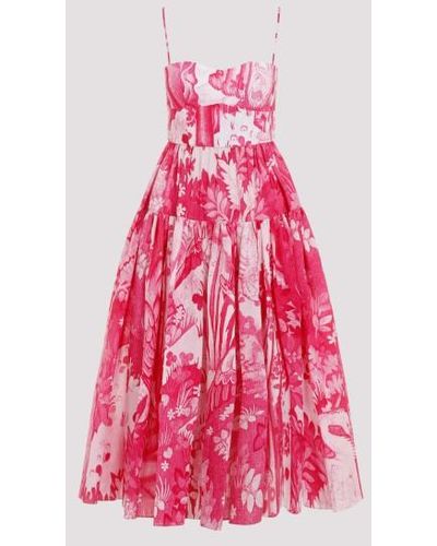 Erdem Strappy Tier Fit And Flare Midi Dress - Pink
