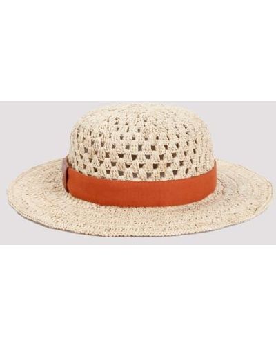 Chloé Straw Beige Raffia Crochet Hat - Multicolor