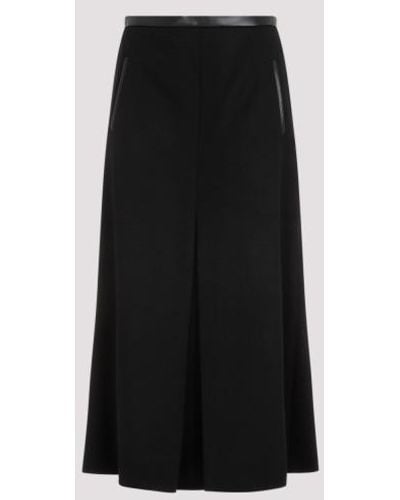 Saint Laurent Wool Midi Skirt - Black