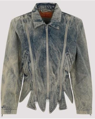 Y. Project Vintage Beige Tudor Zip Denim Jacket - Gray