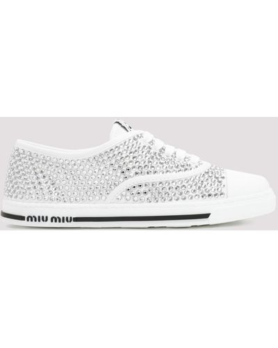 Miu Miu Canvas Lace-up Shoes - White