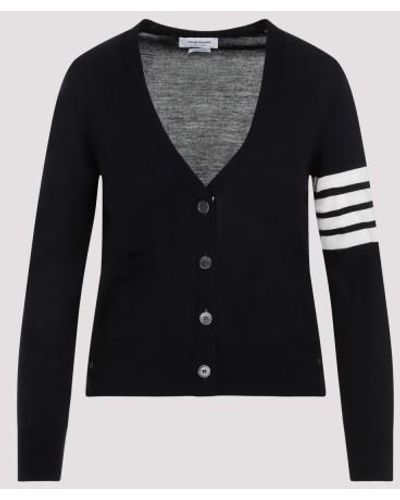 Thom Browne Relaxed Fit V-neck Cardigan - Black