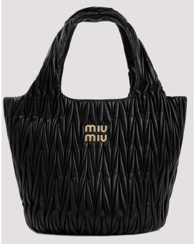 Miu Miu Leather Shopping Bag - Black