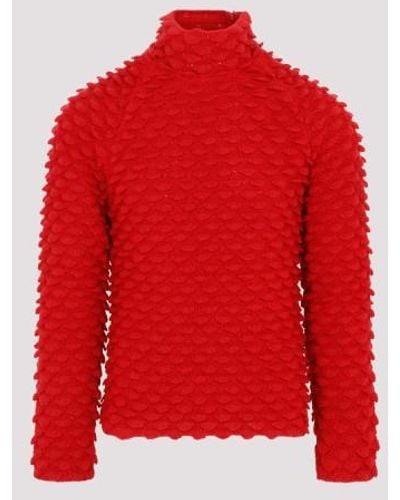 Bottega Veneta Fish Scale Sweater - Red