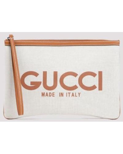 Gucci Canvas Clutch With Logo Print - Multicolor