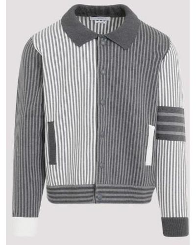 Thom Browne Polo Collar Bomber Jacket - Gray