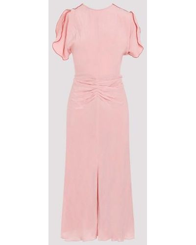 Victoria Beckham Gathered Waist Midi Dress - Pink