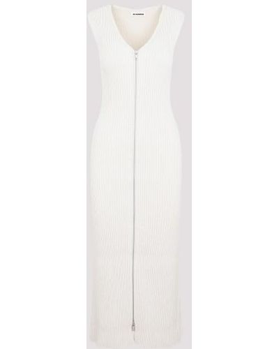 Jil Sander Natural White Cotton Dress