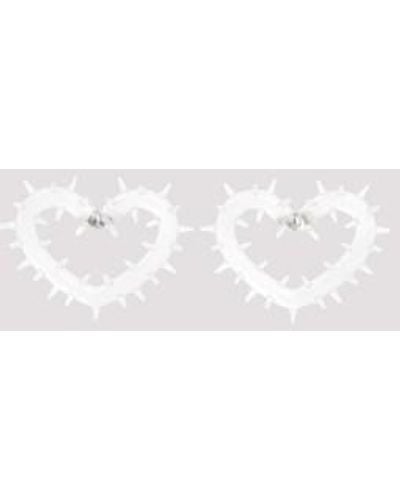 Hugo Kreit Spiky Heart Hoops Earrings - White