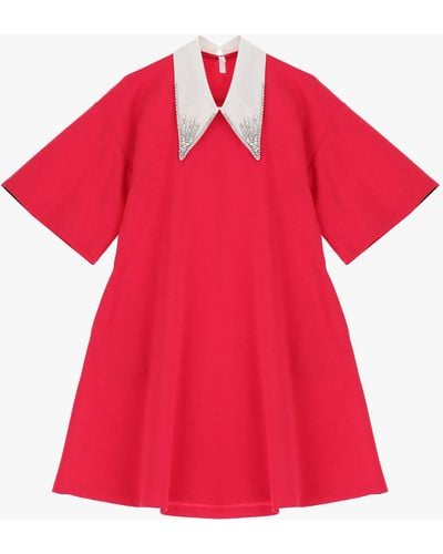 Imperial Mini-robe avec col en contraste et strass - Rouge