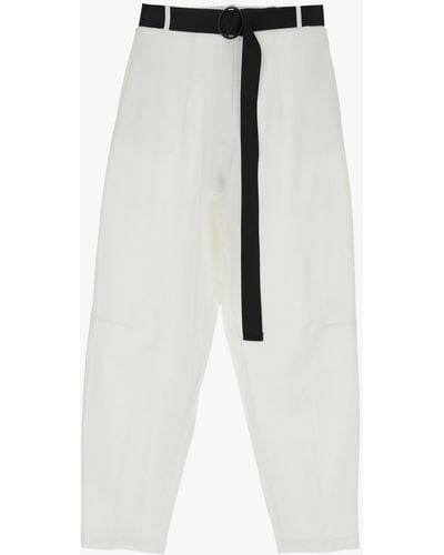 Imperial Pantaloni Straight Monocolour Con Piega Stirata E Cintura - Bianco