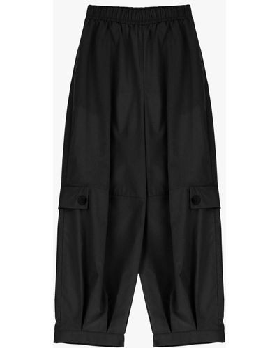 Imperial Jupe-culotte pur coton à rabat boutonné - Noir