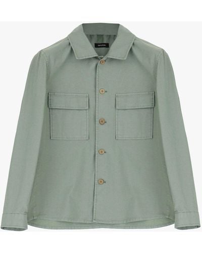 Imperial Camicia Monocolour Con Colletto Classico E Tasche Applicate - Verde